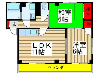 コーポ田中(2LDK/3階)の間取り写真