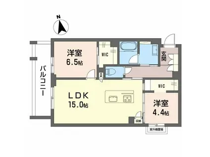 リバーサイドクレド(2LDK/3階)の間取り写真