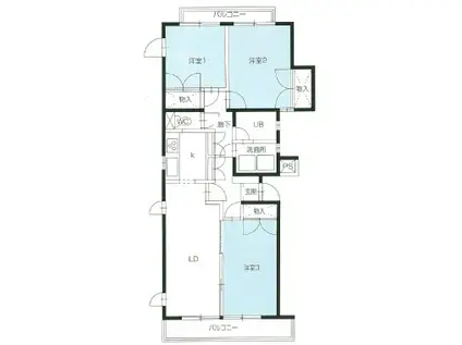 牛久ロイヤルレジデンスC IV型(3LDK/2階)の間取り写真