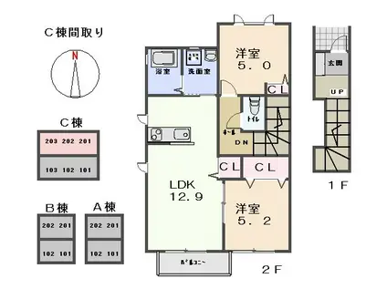 スイート(2LDK/2階)の間取り写真