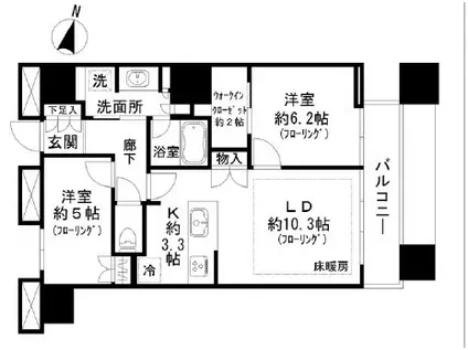 グランドミッドタワーズ大宮フォレストタワ(2LDK/21階)の間取り写真