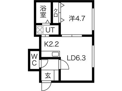 ル・アーヴル(1LDK/1階)の間取り写真
