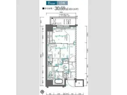 マキシヴ府中エーゼット(1DK/6階)の間取り写真