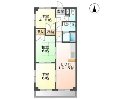 セルフィーユ浅野(3LDK/1階)の間取り写真