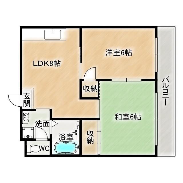 ハイツプライム(2LDK/3階)の間取り写真