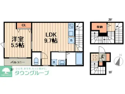 ソレイユ寿千(1LDK/3階)の間取り写真