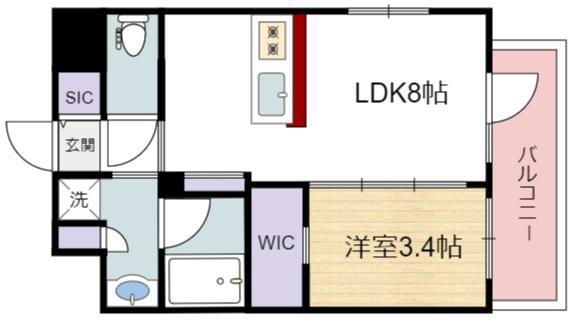 SOFIA住吉大社(1LDK/5階)の間取り写真