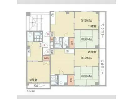 ウィステリア北島2号館(2DK/3階)の間取り写真