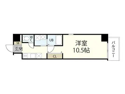 ルミエール府中町(1K/9階)の間取り写真