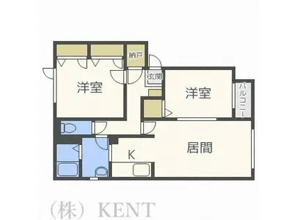 プリュニエIII(2LDK/2階)の間取り写真