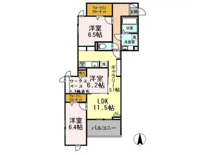 カトルフィーユ(3LDK/2階)の間取り写真