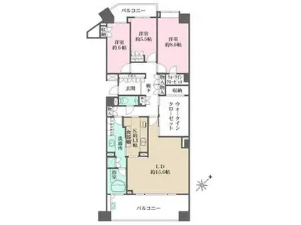 フォレスト東山パークハウスD棟(3LDK/4階)の間取り写真