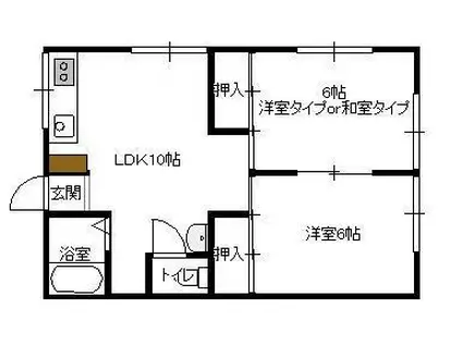 ハイホーム杉土手Ⅰ(2LDK/1階)の間取り写真