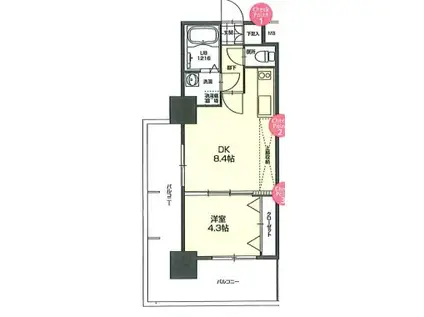 CLUB ORIENT NO.72 HARBER イースト TOWER(1LDK/6階)の間取り写真