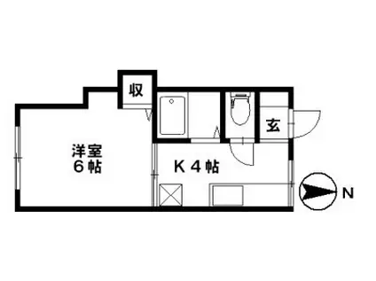 たちばなハイツ(1K/2階)の間取り写真