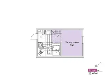 EXAM落合南長崎(1K/2階)の間取り写真