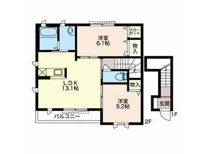 メルヴェーユS(2LDK/2階)の間取り写真