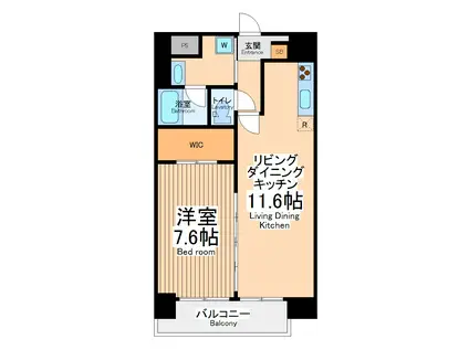 プライムコート立川(1LDK/5階)の間取り写真