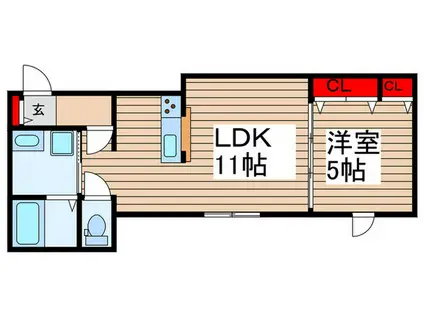 ノーマジーン(1LDK/2階)の間取り写真