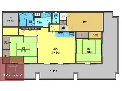 北中島マンション(2LDK/4階)の間取り写真