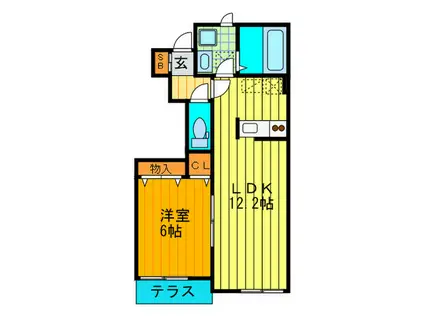 ベルリード守口(1LDK/1階)の間取り写真