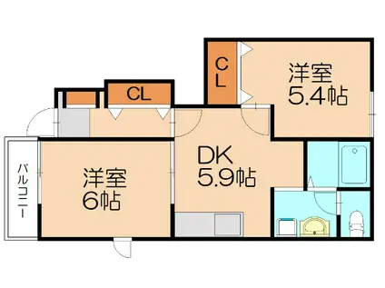 サンライズ21A(2DK/1階)の間取り写真