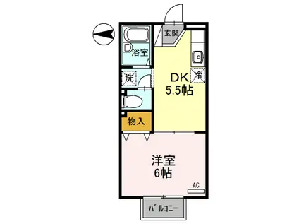 ロイヤルハイツII(1DK/2階)の間取り写真