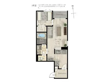 REGALEST荒井(1LDK/3階)の間取り写真