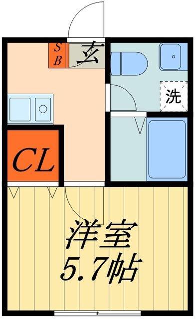 B2ND蕨(1K/3階)の間取り写真