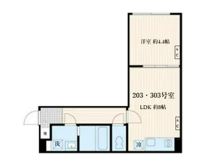 スクルド神楽坂(1LDK/2階)の間取り写真