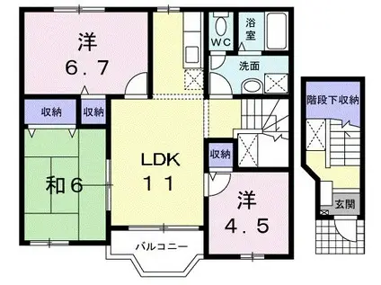 ディアコート2番館(3LDK/2階)の間取り写真