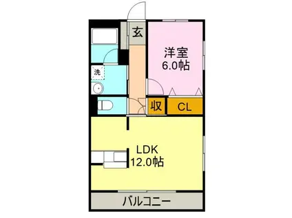 エステートII(1LDK/5階)の間取り写真