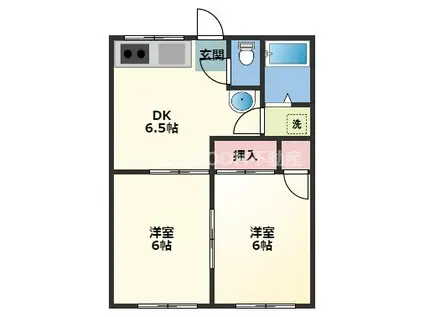 横尾コーポ(2DK/1階)の間取り写真