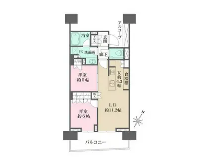 晴海フラッグ サンヴィレッジC棟(2LDK/10階)の間取り写真