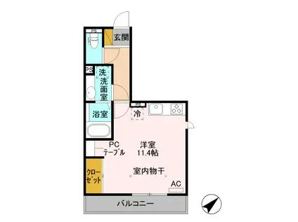 D-ROOMコージーコート大平301(ワンルーム/3階)の間取り写真