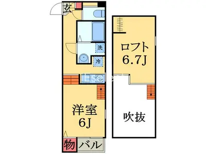 ハーモニーテラス寒川町(1K/1階)の間取り写真