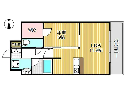 パークヒルズ榴岡(1LDK/1階)の間取り写真