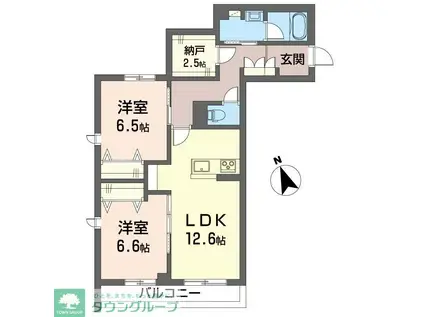 シャーメゾン湘南松が丘II(2SLDK/1階)の間取り写真