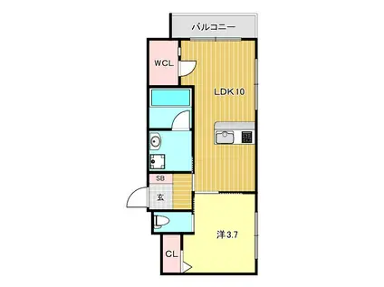 GRAN KOBELIA津門大箇所(1LDK/2階)の間取り写真
