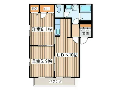 クレール湘南(2LDK/2階)の間取り写真