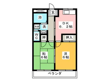 コーポアイランド(2DK/2階)の間取り写真