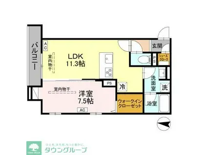 フリシュ深見(1LDK/3階)の間取り写真