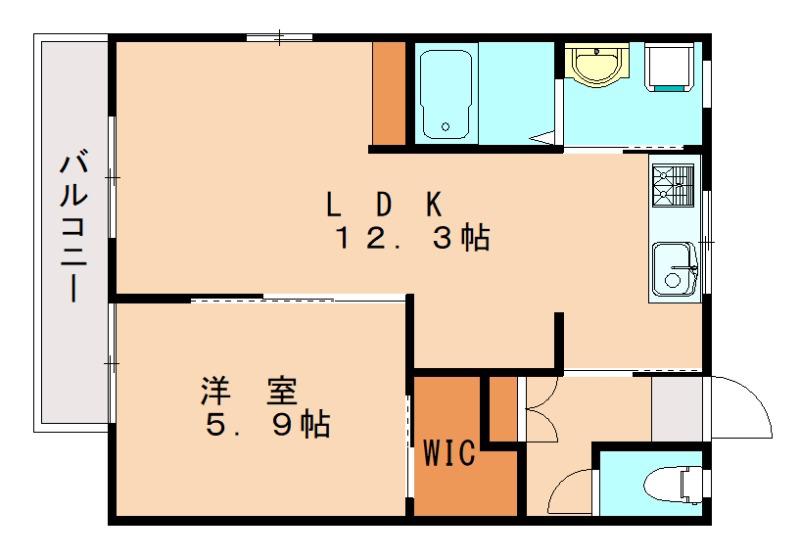 ソネット博多駅南(1LDK/2階)の間取り写真