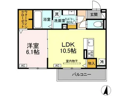 Uリッチトリシア(1LDK/3階)の間取り写真