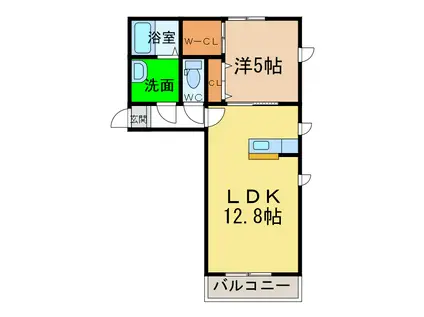 シャーメゾンさくら(1LDK/2階)の間取り写真