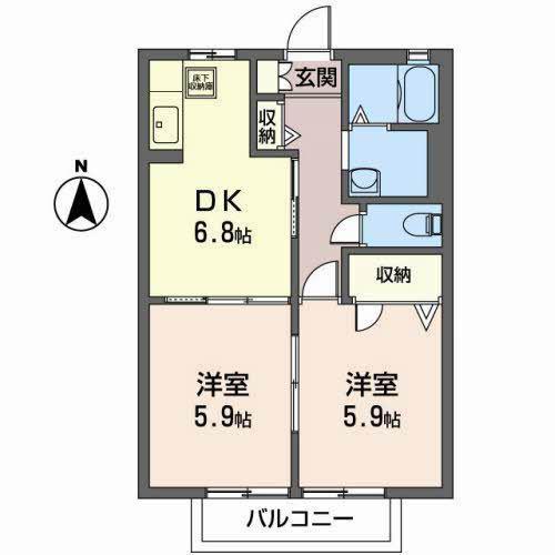 ヴィラージュ・S(2DK/1階)の間取り写真