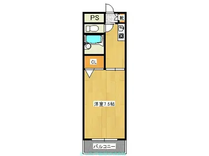 パレドール健軍I404号(1K/4階)の間取り写真