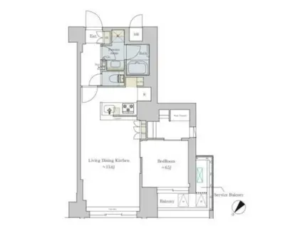 BRILLA IST 文京六義園(1LDK/2階)の間取り写真