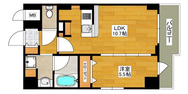 ハピネスガーデン新大阪(1LDK/9階)の間取り写真