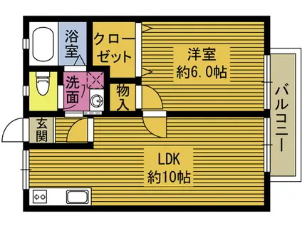 シャンポール阿部C(1LDK/1階)の間取り写真